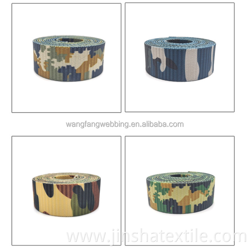 3.8cm camouflage webbing printing heat transfer bag strap webbing belt accessories can be custom nylon webbing